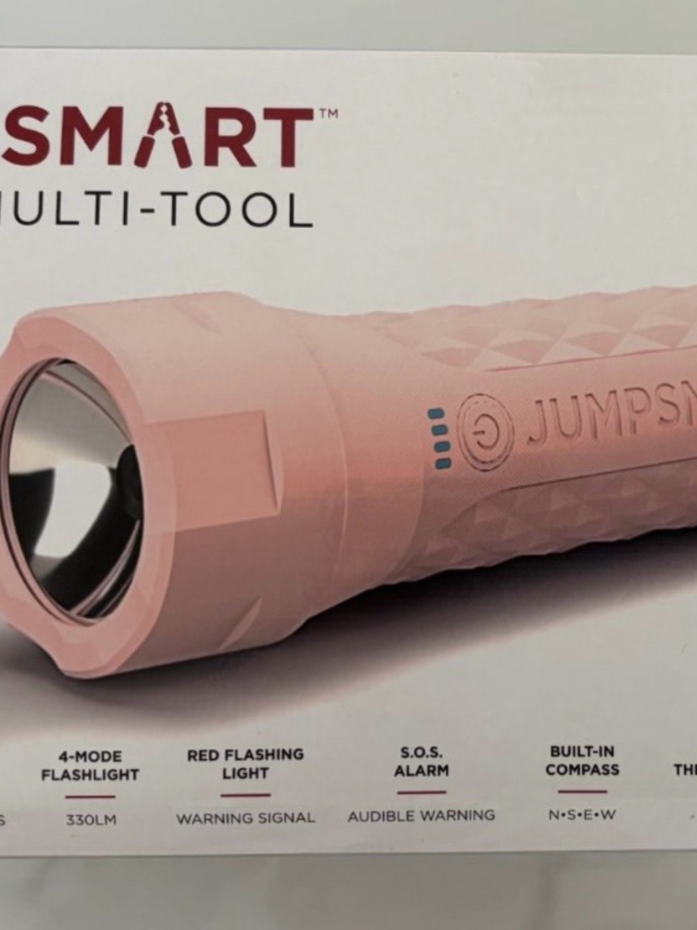 Pink Multi-Tool Flashlight - Portable Emergency Light - Car Jumpstart- SOS Alarm